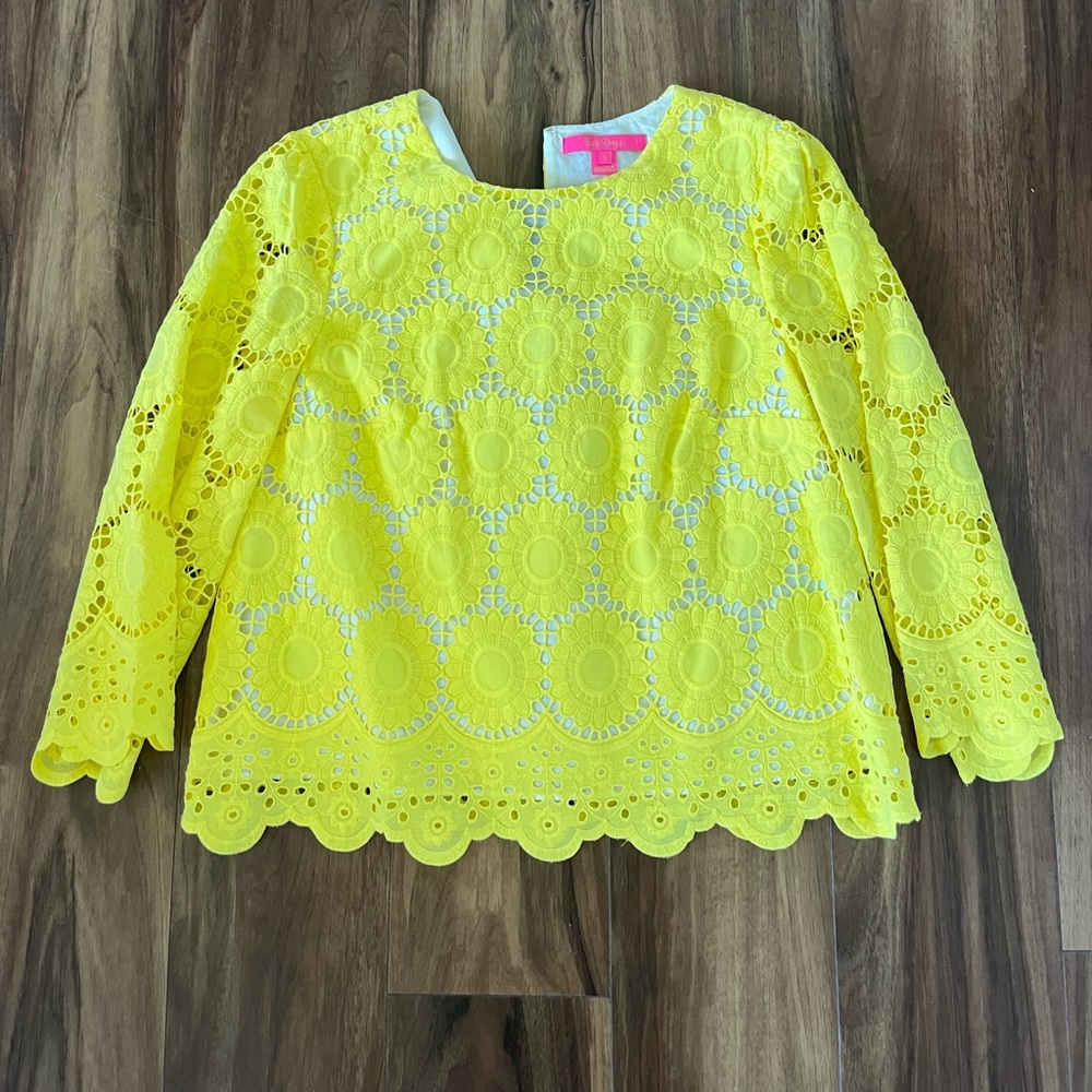 Lilly Pulitzer Mariella Top Yellow Size Small